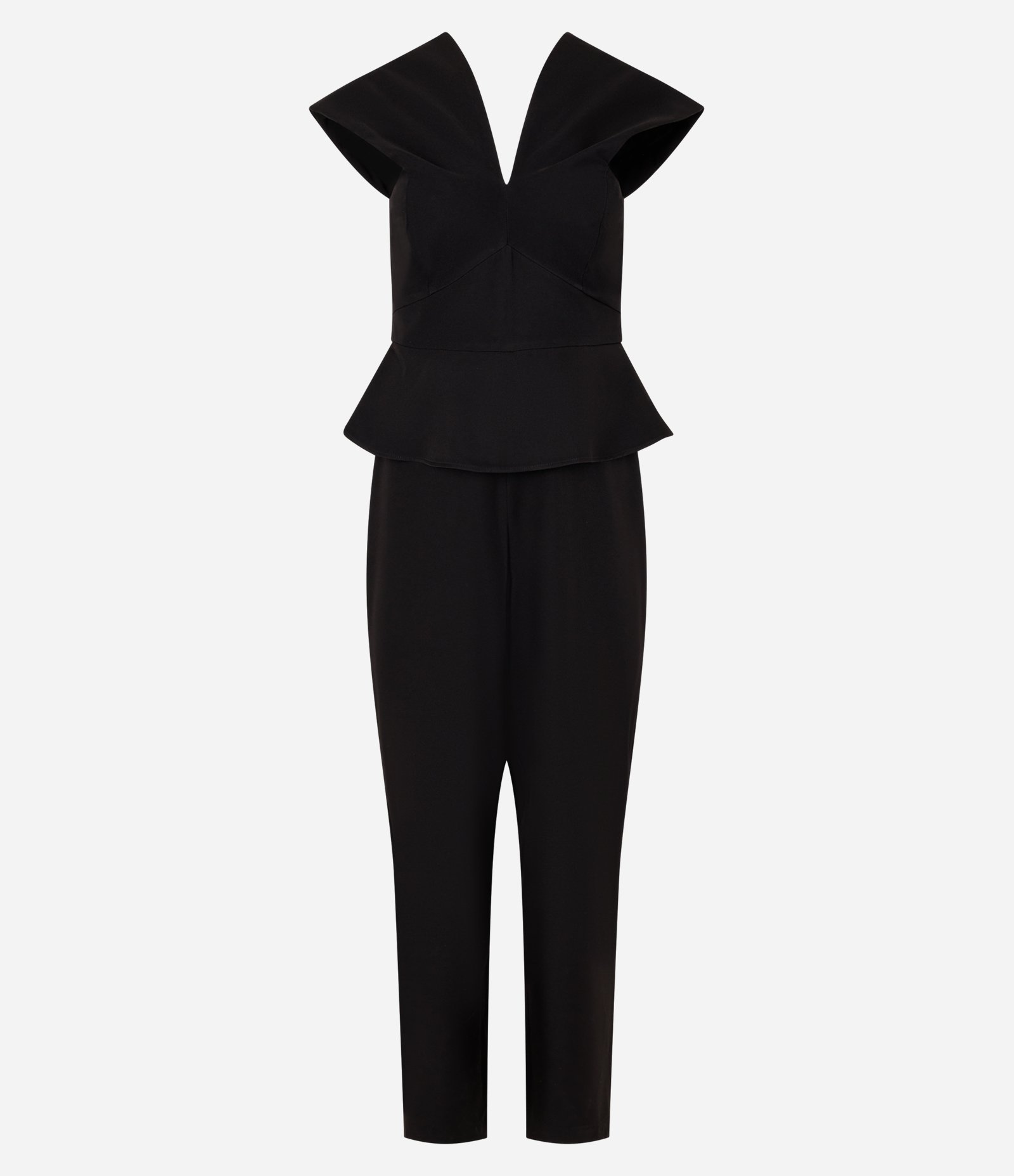 Macacão com Peplum Alfaiatado e Decote Estruturado Preto 5