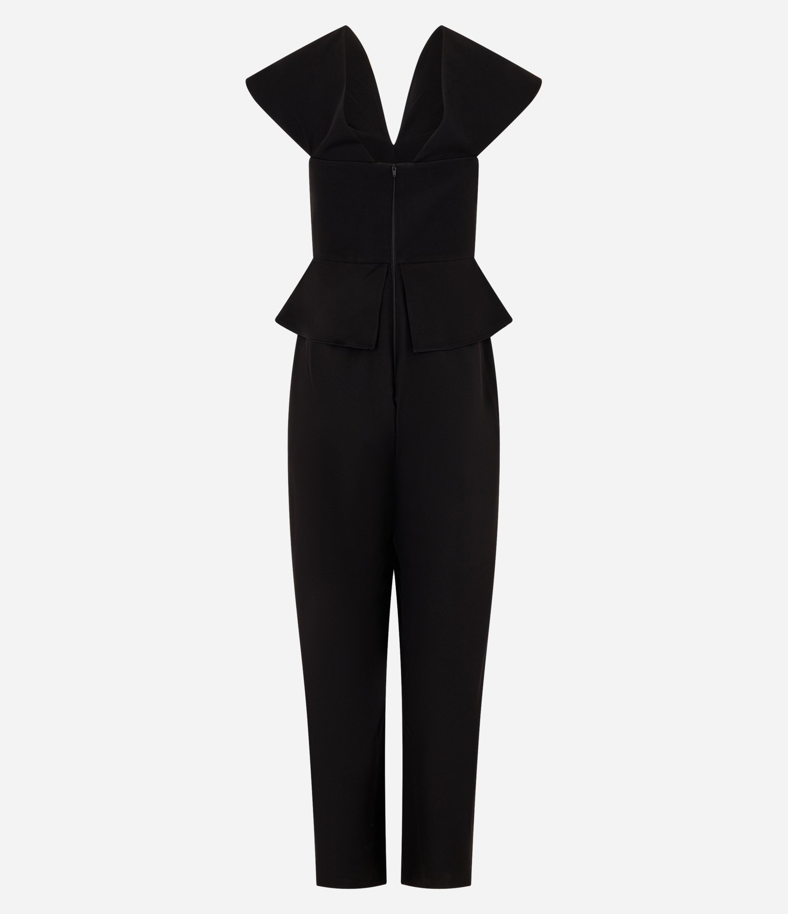 Macacão com Peplum Alfaiatado e Decote Estruturado Preto 6