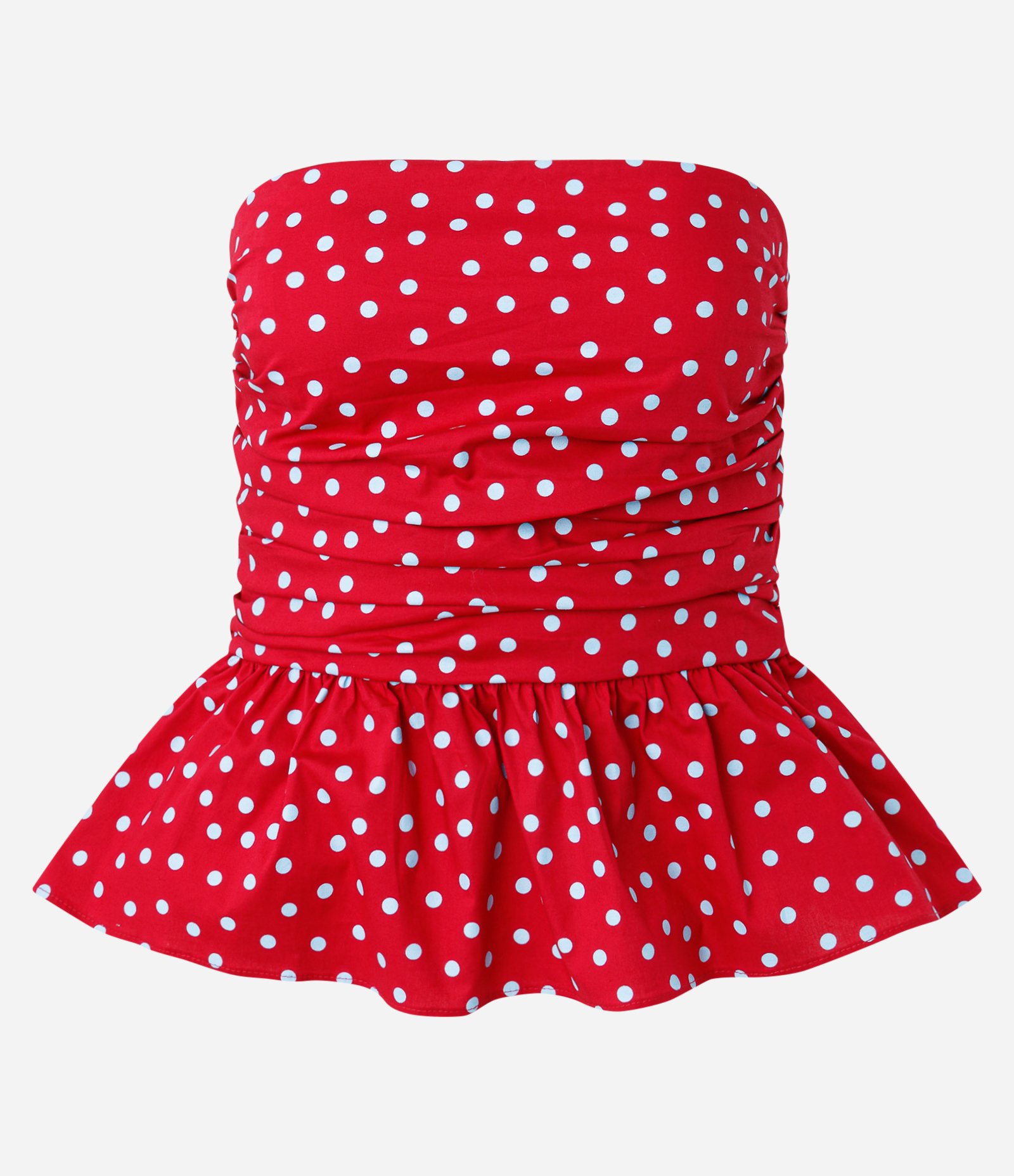 Blusa Peplum em Tricoline Poá Vermelho 5