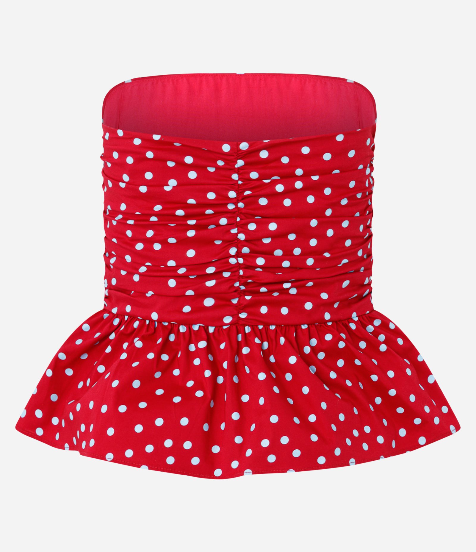 Blusa Peplum em Tricoline Poá Vermelho 6