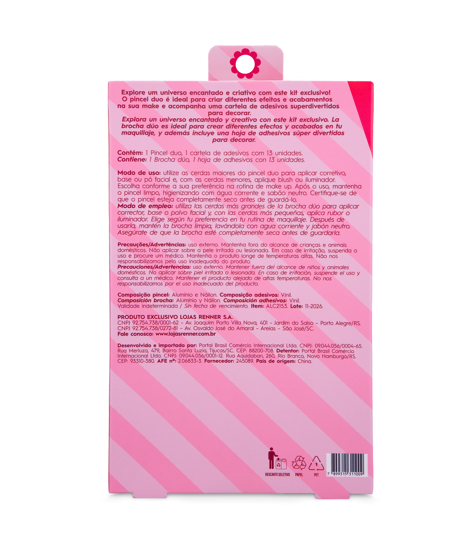 Pincel Duo Make Up + Cartela de Adesivos Special To You Alchemia KIT 2