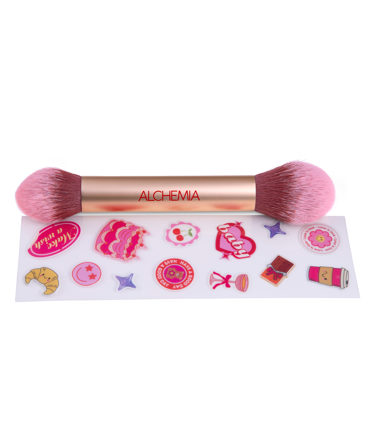 Pincel Duo Make Up + Cartela de Adesivos Special To You Alchemia KIT 3