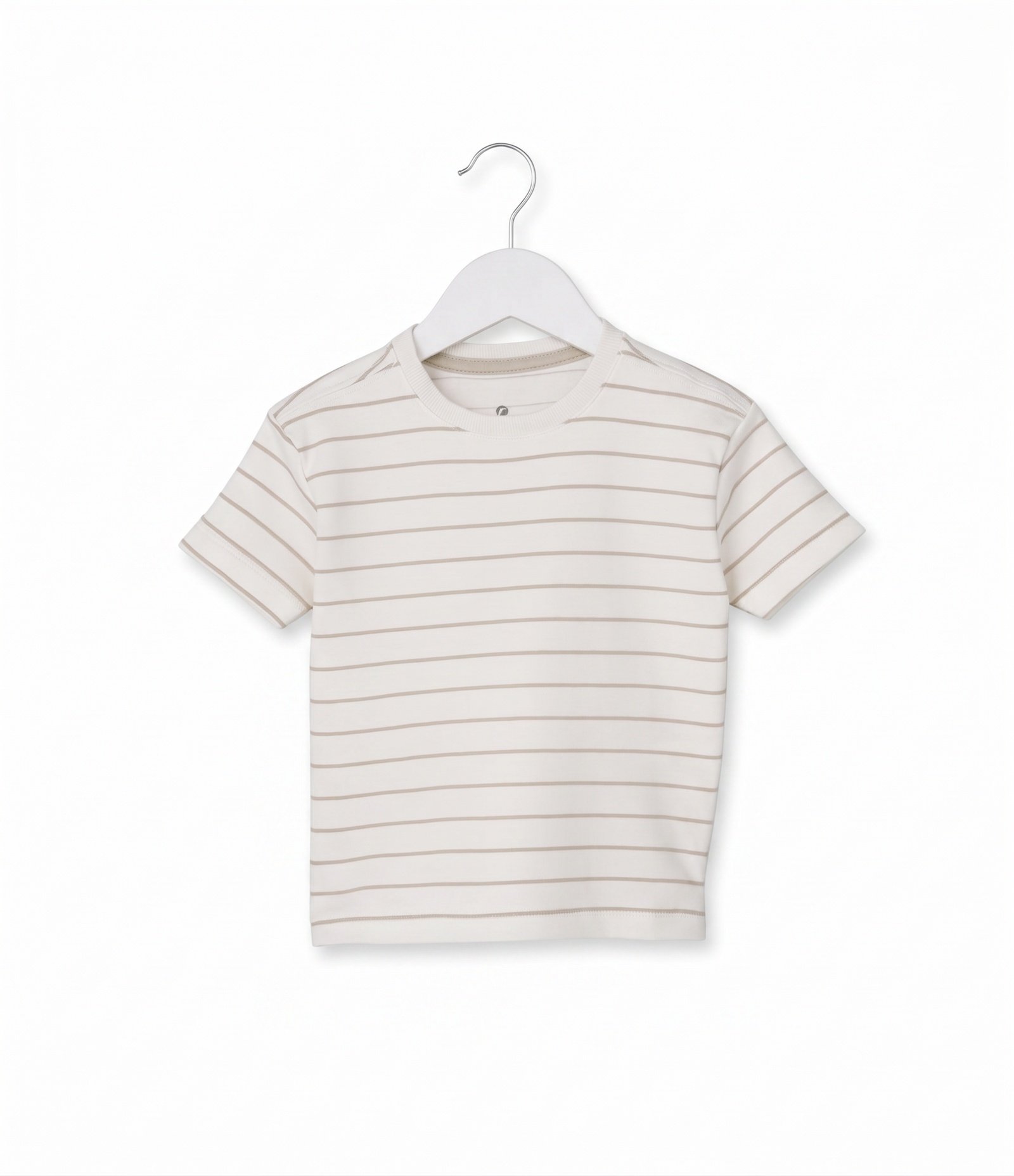 Camiseta Infantil com Listras e Texturizada – Tam 1 a 6 Anos Bege 1