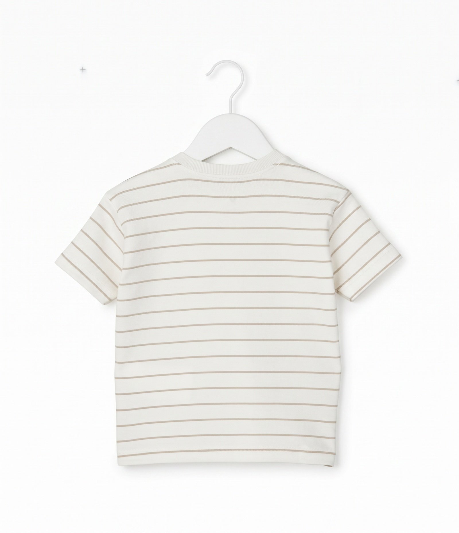 Camiseta Infantil com Listras e Texturizada – Tam 1 a 6 Anos Bege 2