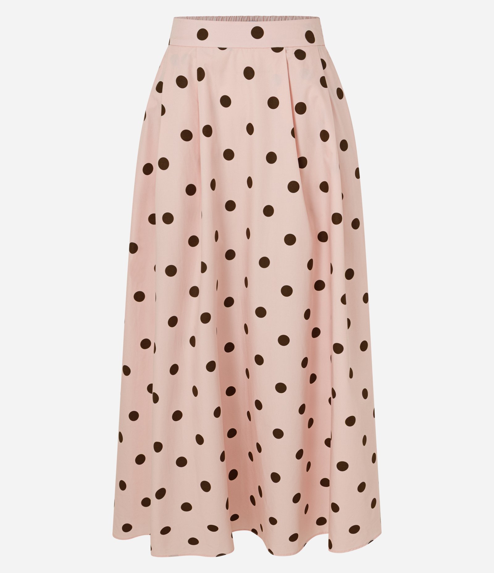 Saia Midi em Tricoline com Estampa Poá Rosa 6