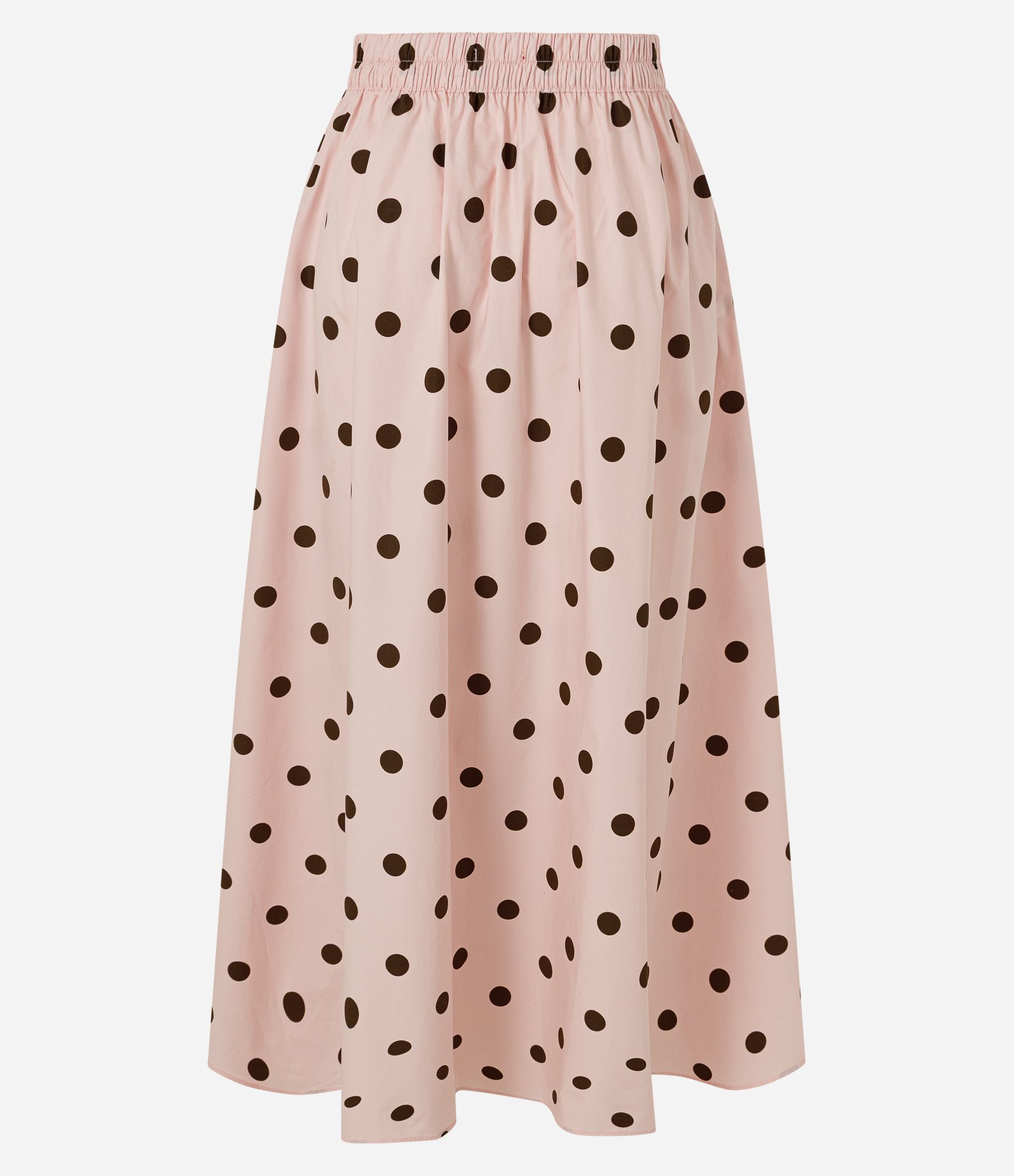 Saia Midi em Tricoline com Estampa Poá Rosa 7