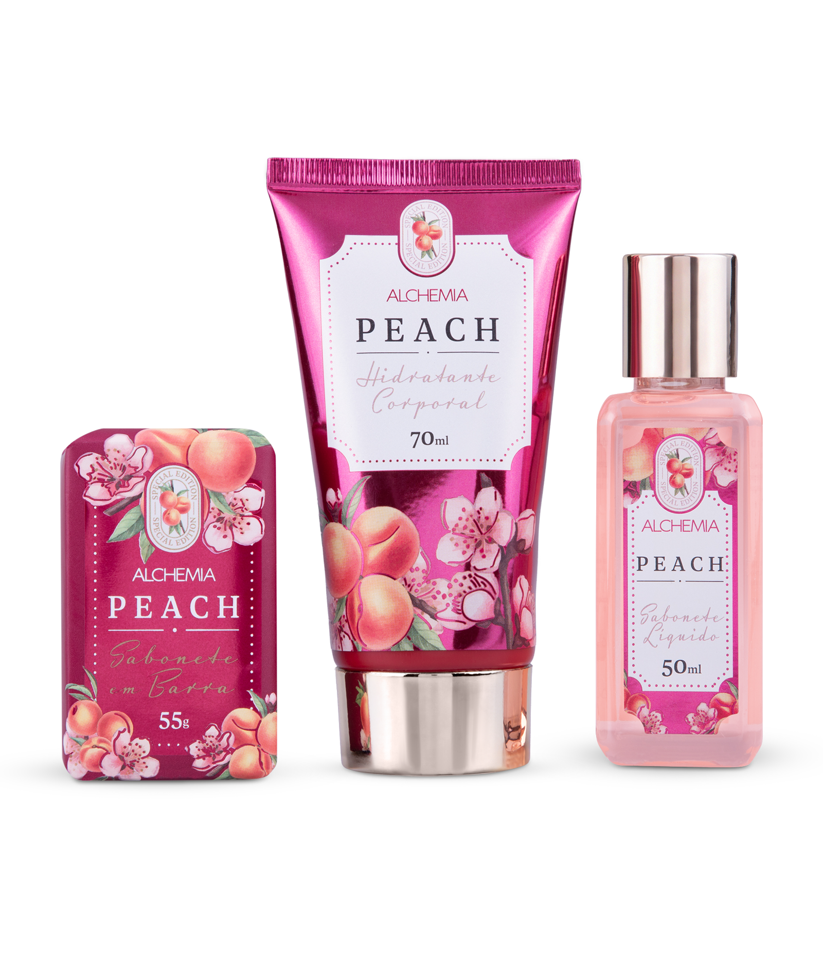 Sabonete Liquido com Laço Peach Alchemia KIT 3