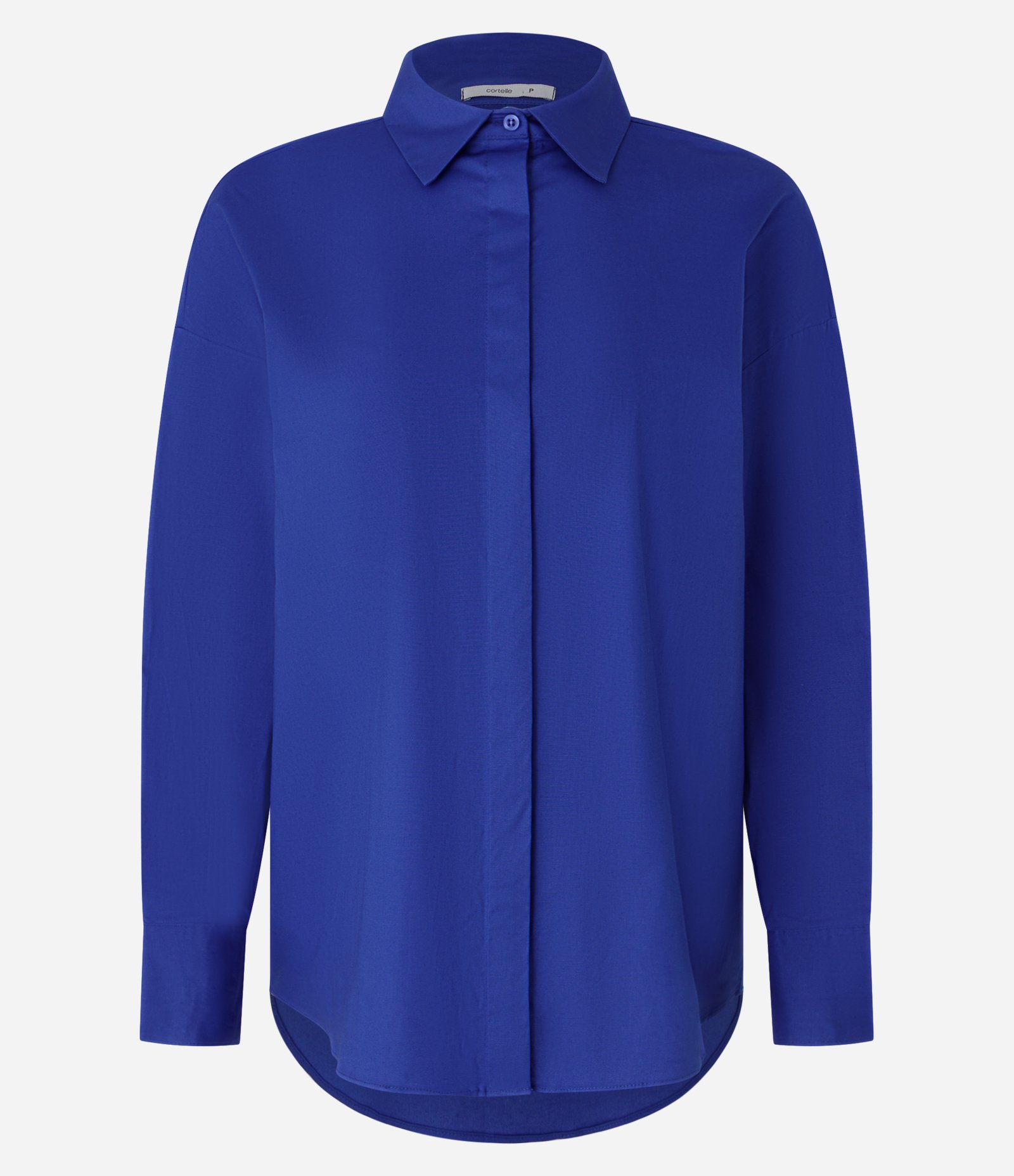 Camisa Oversized em Tricoline com Abotoamento Oculto Azul 5