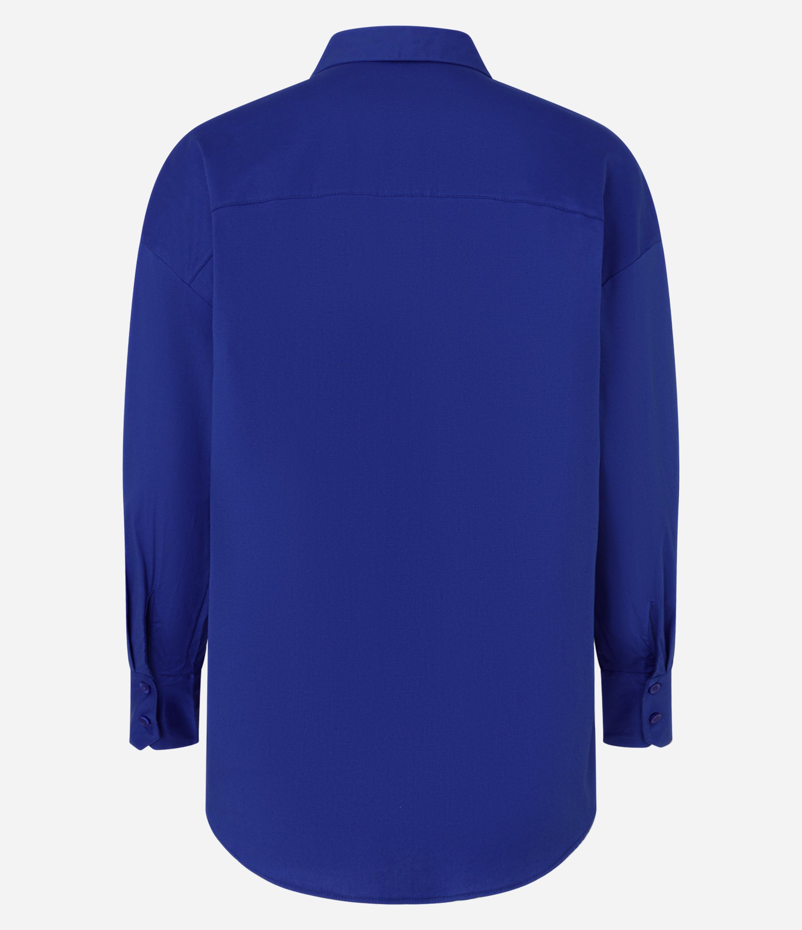 Camisa Oversized em Tricoline com Abotoamento Oculto Azul 6