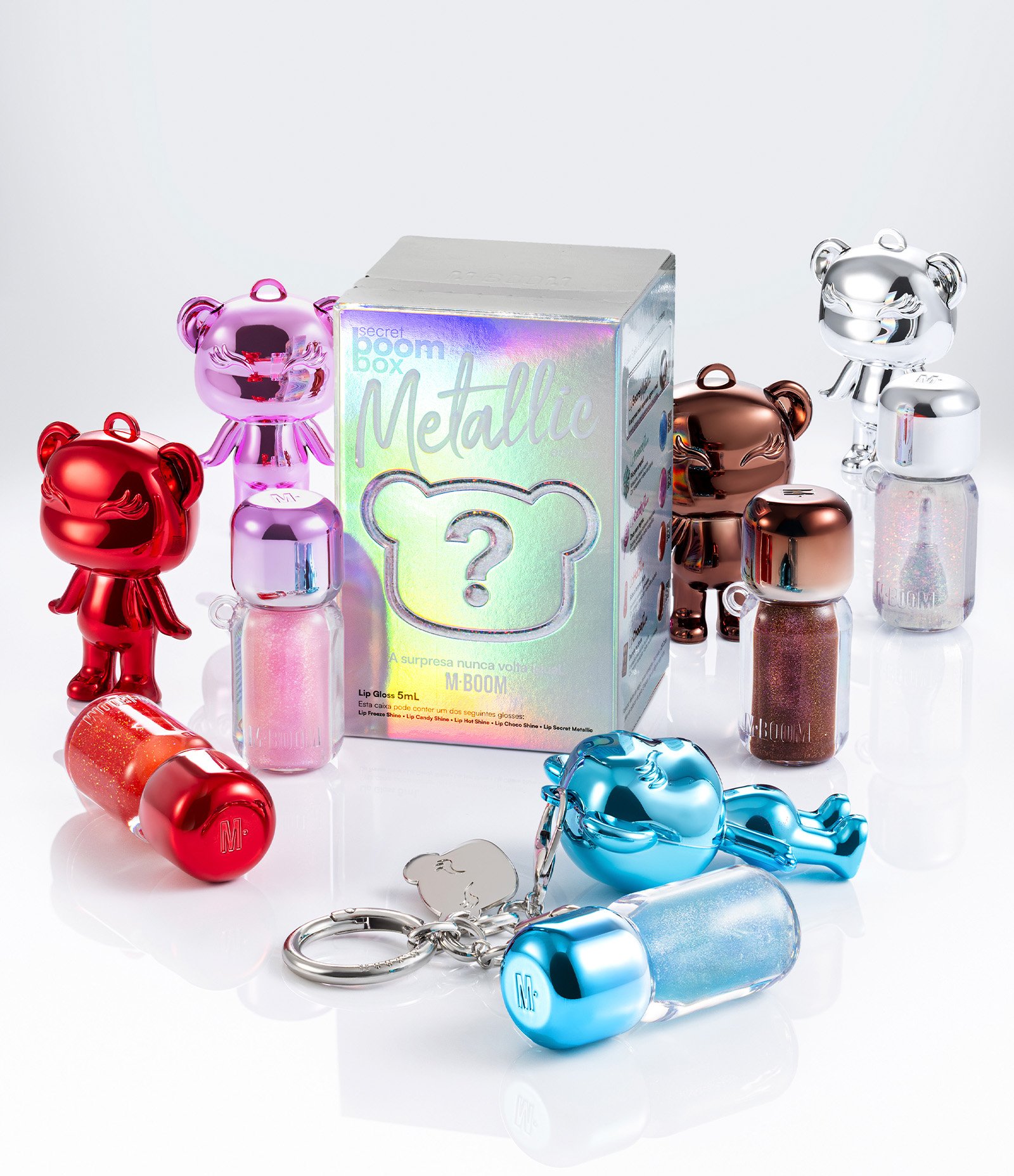 Caixa Surpresa Lip Gloss Metallic Edition Mboom Colorido 14