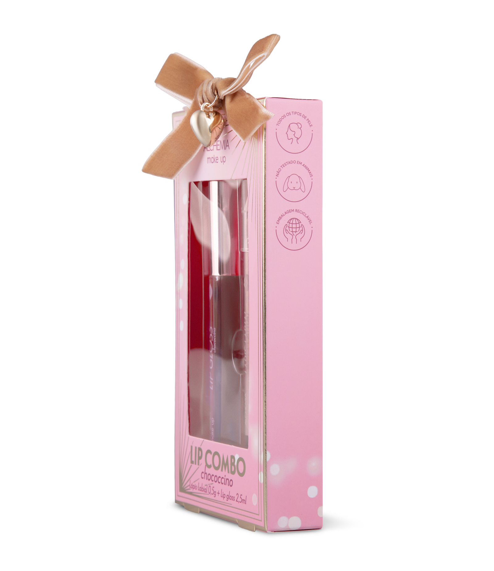Kit Lip Combo Chococcino com Lápis Labial 0,5g + Lip Gloss 2,5ml Alchemia KIT 2
