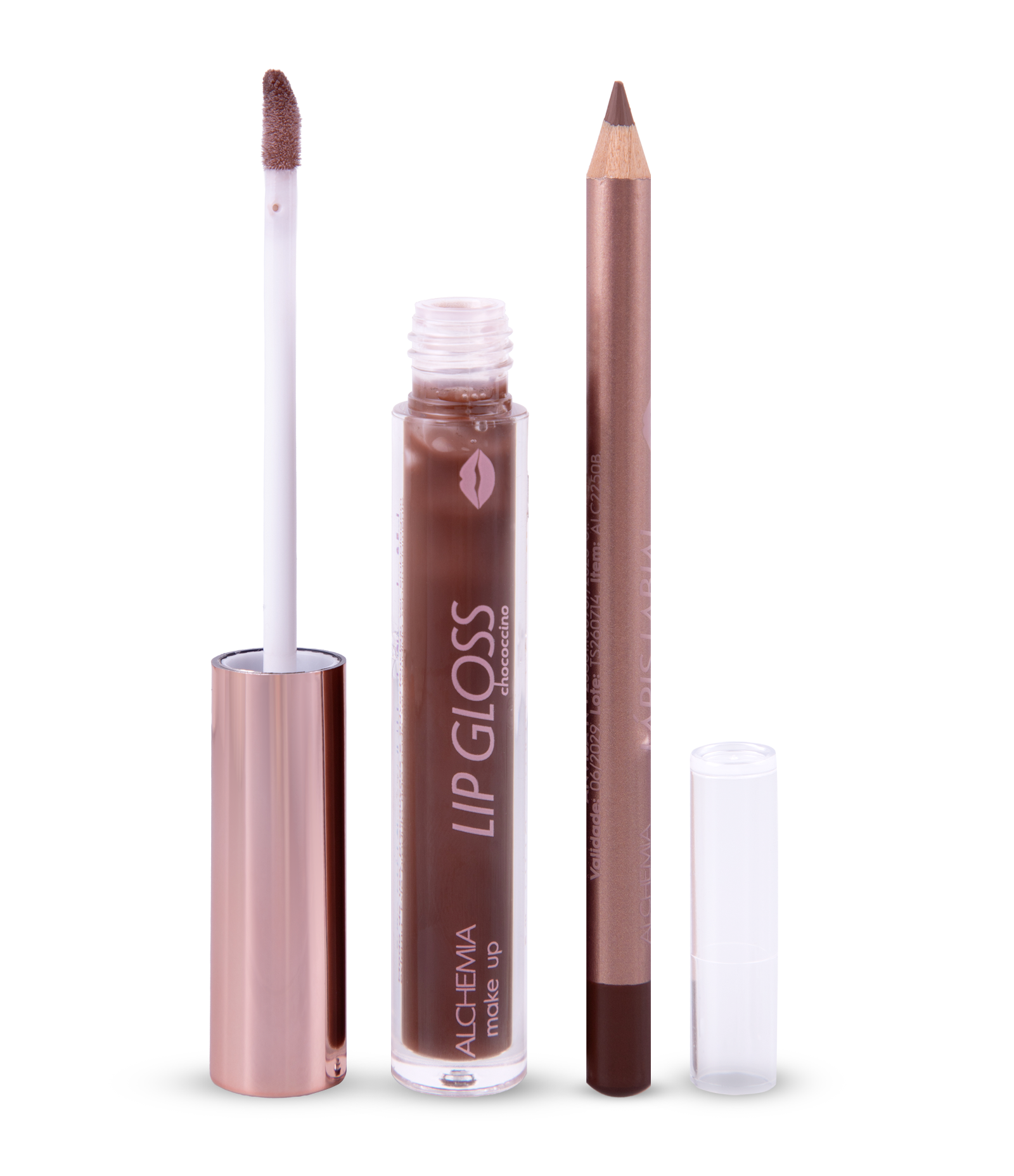 Kit Lip Combo Chococcino com Lápis Labial 0,5g + Lip Gloss 2,5ml Alchemia KIT 5