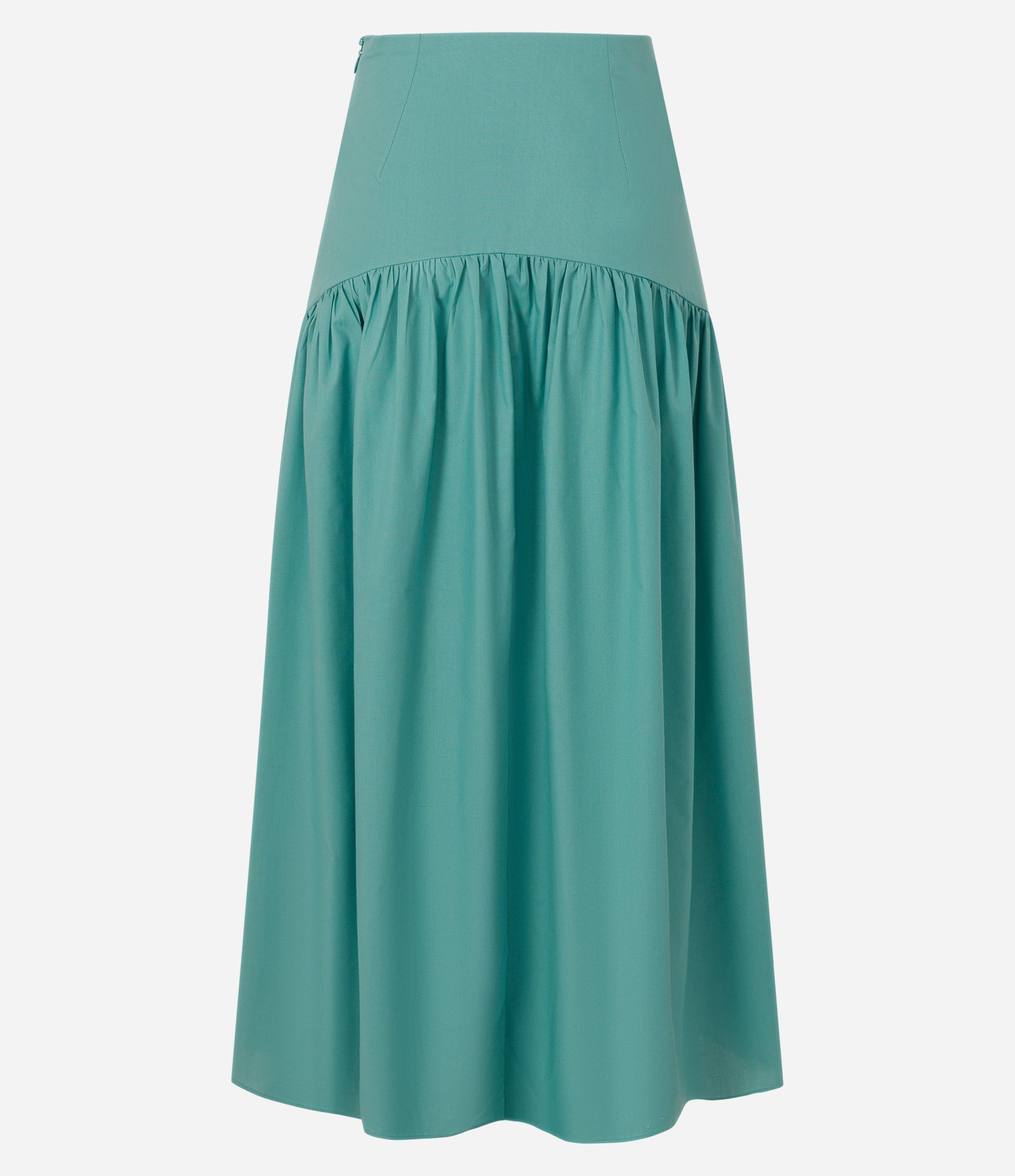 Saia Long Midi em Tricoline com Pala Larga e Detalhe de Braguilha Verde 2