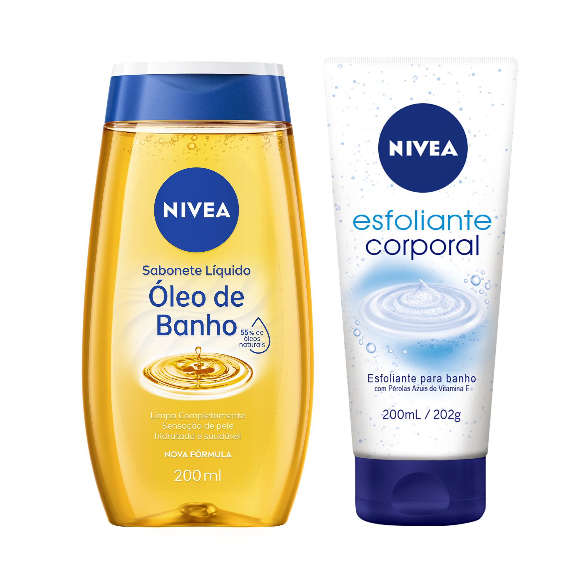 Kit Nivea Esfoliante Corporal 200ml + Sabonete Óleo de Banho 200ml KIT 1