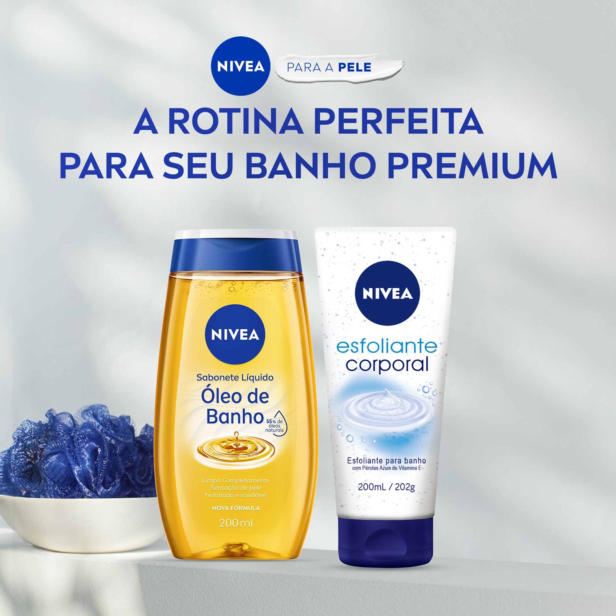 Kit Nivea Esfoliante Corporal 200ml + Sabonete Óleo de Banho 200ml KIT 2