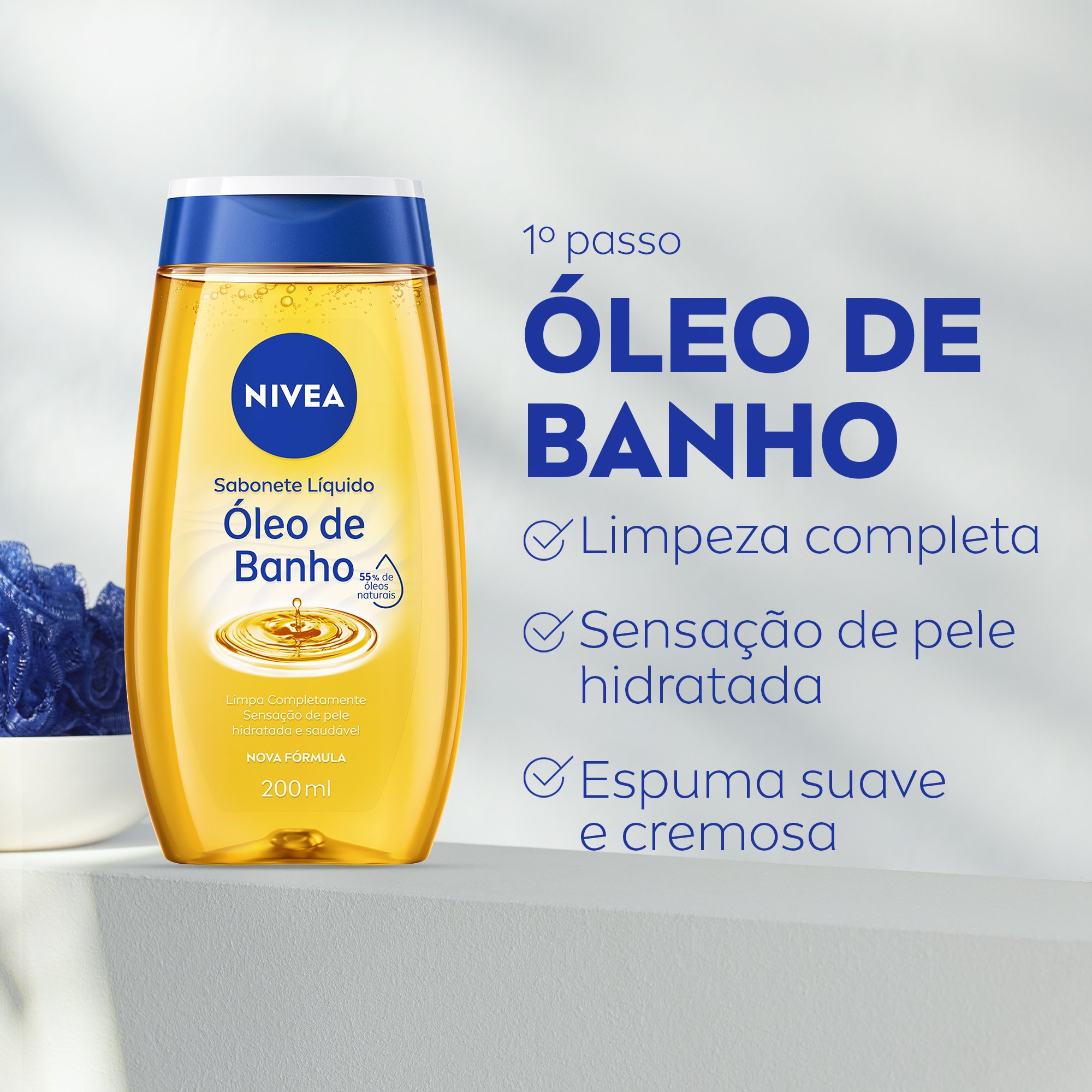 Kit Nivea Esfoliante Corporal 200ml + Sabonete Óleo de Banho 200ml KIT 3
