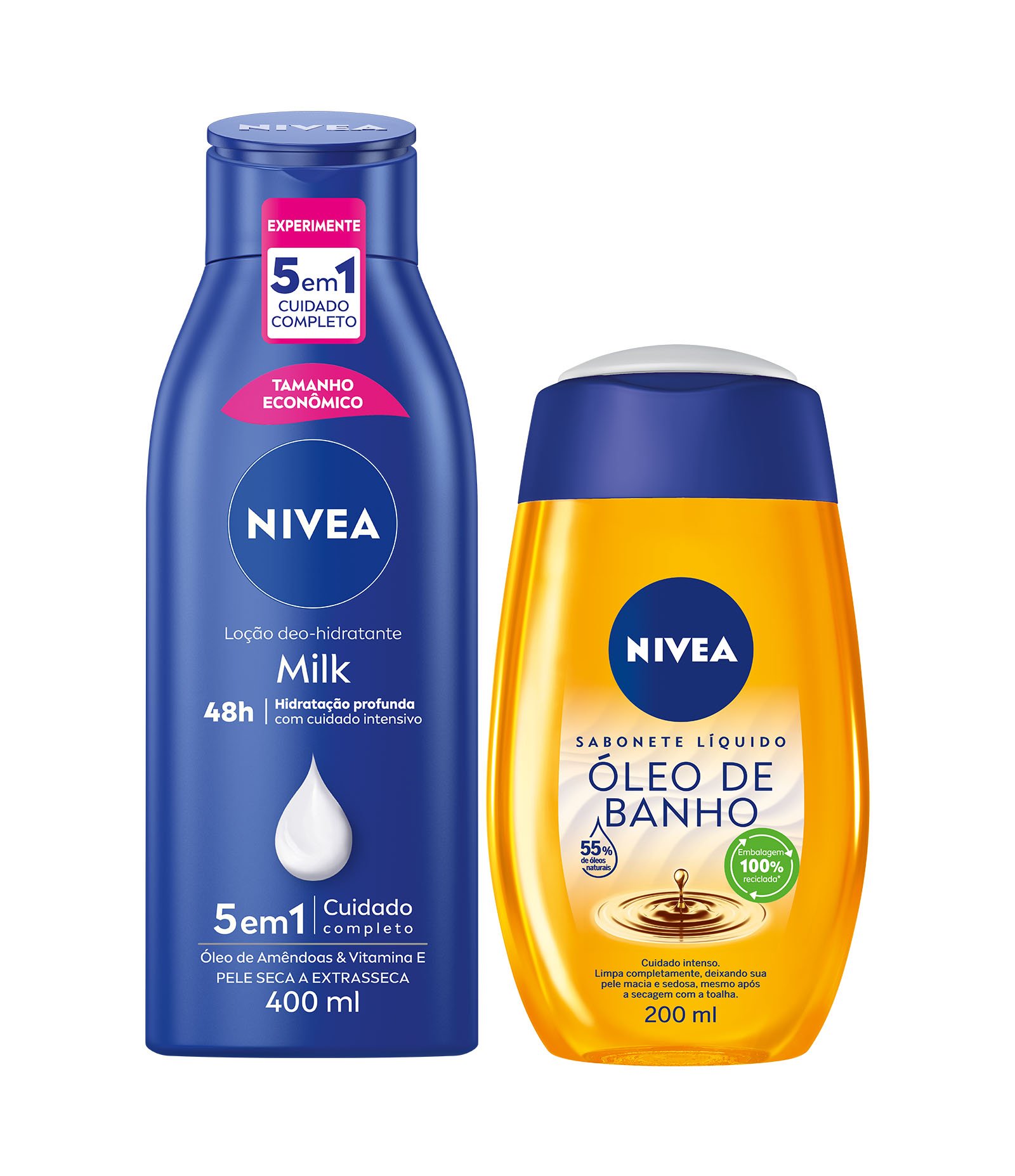 Kit Nivea Loção Hidratante Milk 400ml + Sabonete Óleo de Banho 200ml KIT 1