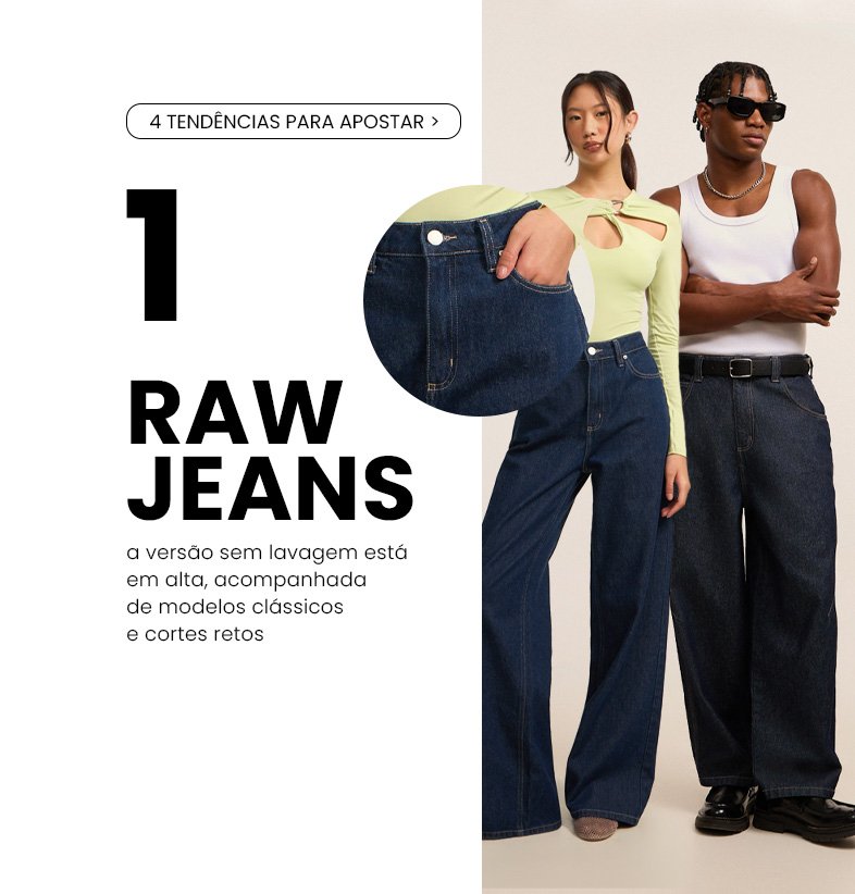 seleção de novidades femininas com raw jeans