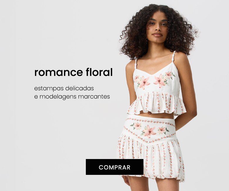 roupas femininas com estampas florais e estética romântica