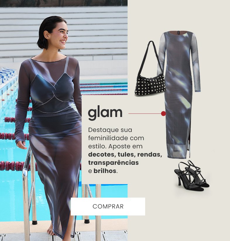 seleção de novidades femininas para looks glam