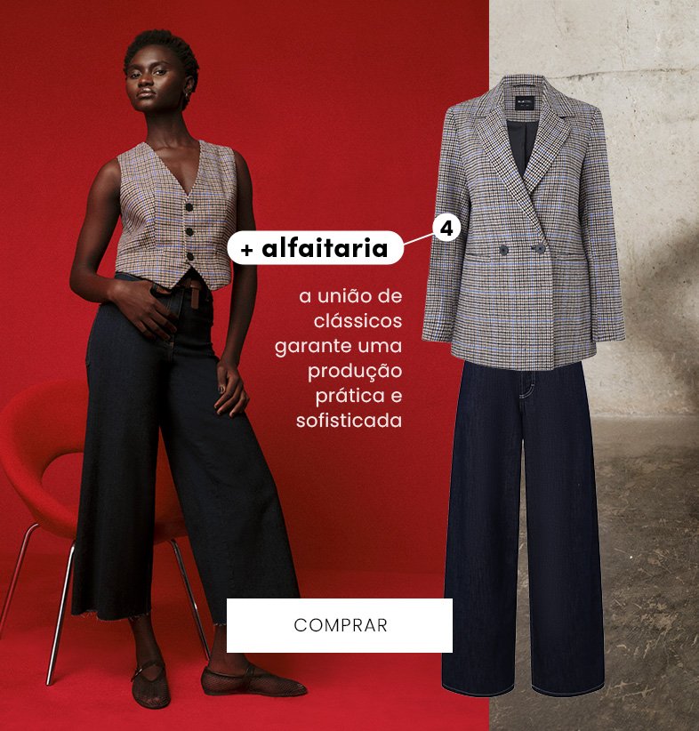 seleção de novidades jeans com alfaiataria
