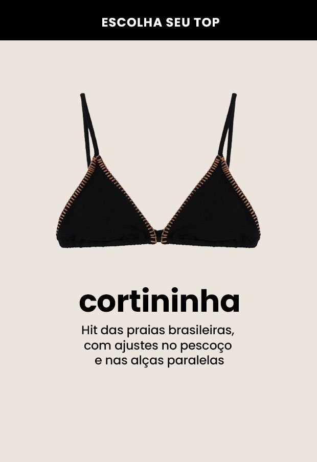 biquíni cortininha com ajuste no pescoço e alças paralelas