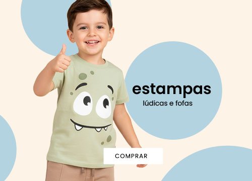 roupas infantis com estampas lúdicas e divertidas