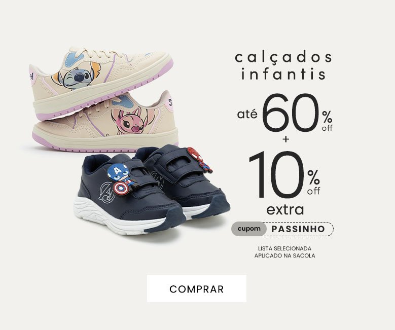 até 70% OFF em toda a seleção infantil