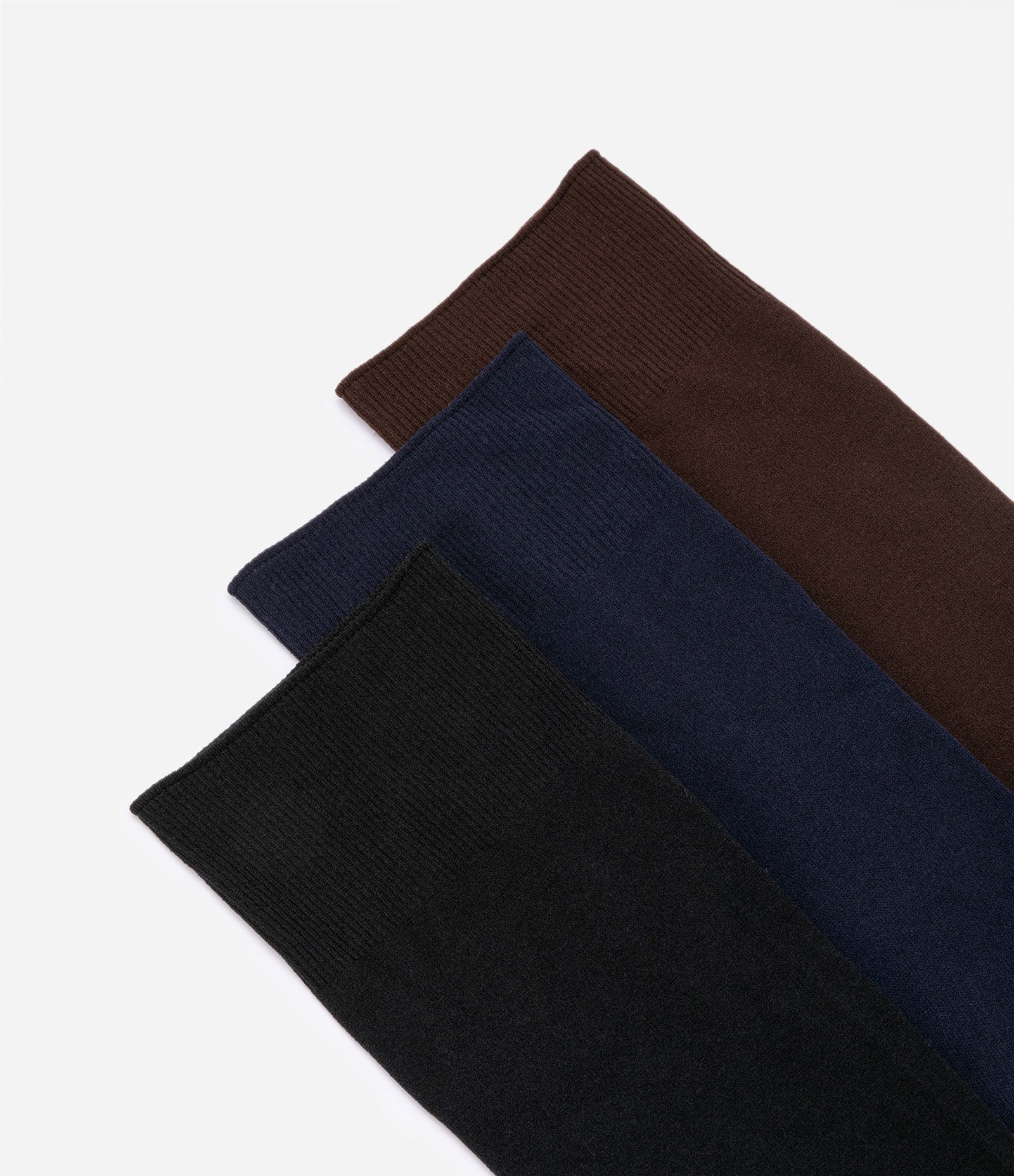 Kit 03 Pares de Meia Social em Poliamida Preto/ Azul/ Marrom 4