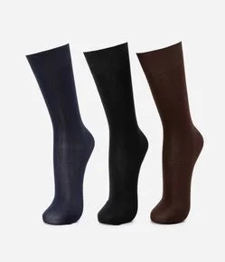 Kit 03 Pares de Meia Social em Poliamida