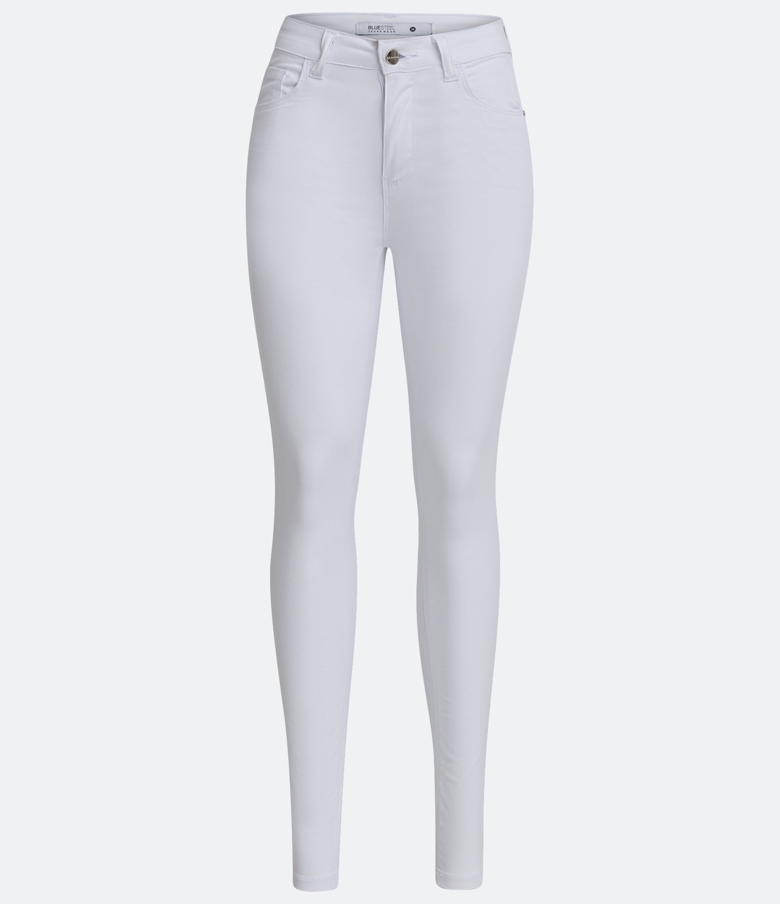 Calça Skinny em Sarja com Cintura Média Branco 1