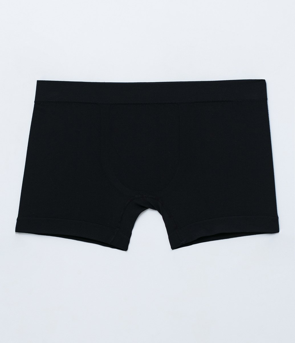 Cueca Boxer Básica em Microfibra sem Costura Preto 1