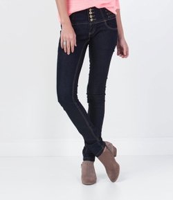 Calça Skinny Feminina em Jeans com Cós Largo