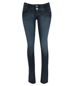 Calça Skinny Feminina em Jeans com Bordados