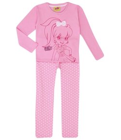 Pijama Infantil Polly em Moletom Blusa Manga Longa e Calça Comprida