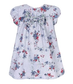 Vestido Infantil Estampa Floral com Calcinha Floral - Tam 0 a 18 Meses