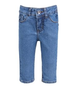 Calça Jeans Infantil com Lacinho no Bolso - Tam 0 a 18 Meses