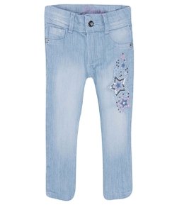 Calça Jeans Skinny Infantil com Bordados - Tam 1 a 4 
