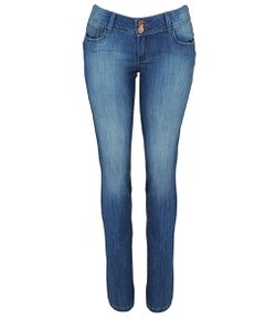 Calça Skinny Feminina em Jeans com Cós Largo