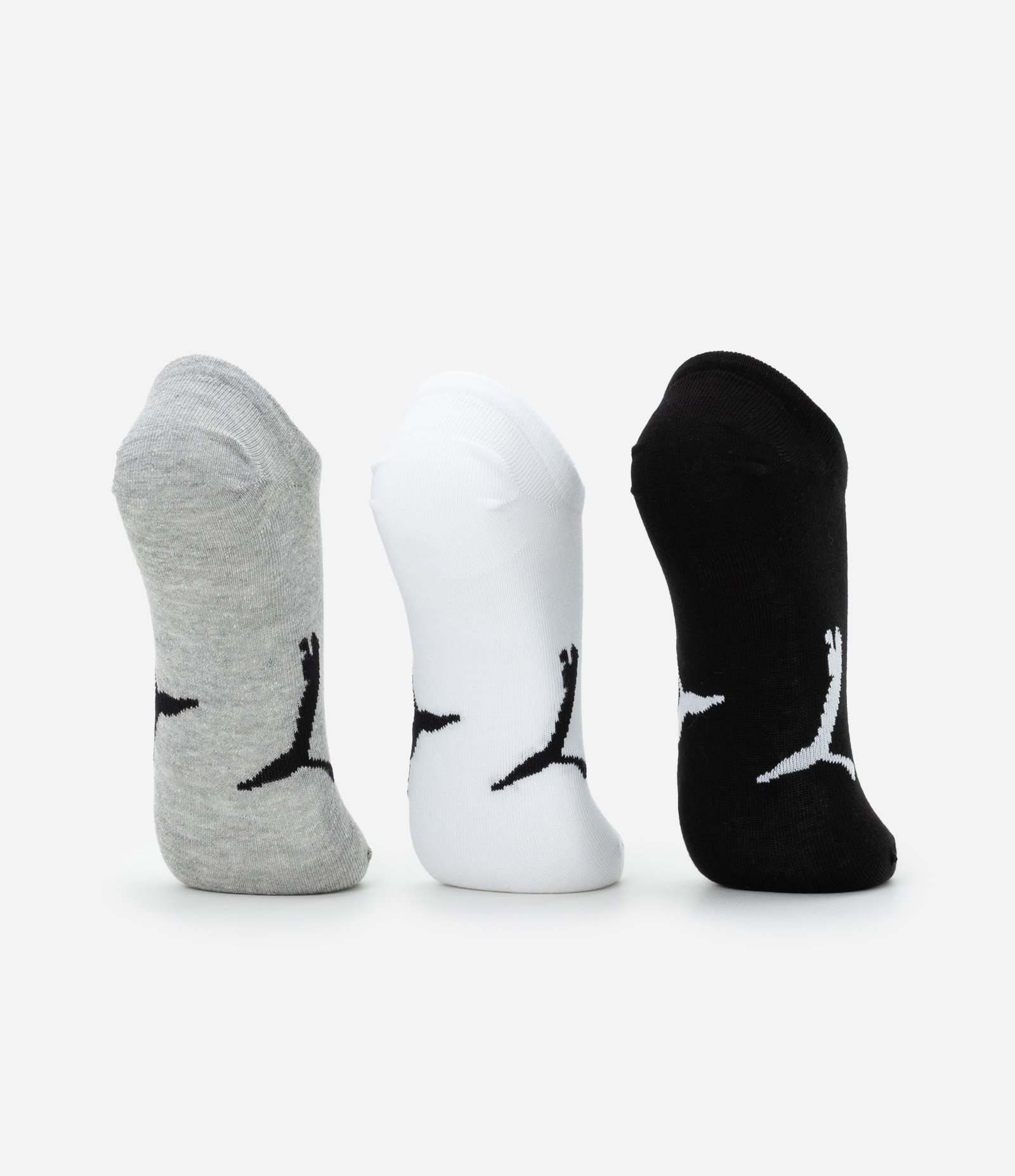 Kit 03 Pares de Meias Esportivas com Cano Invisível Puma Cinza/Branco/Preto 3