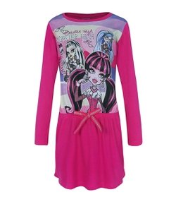 Vestido Infantil Monster High em Meia Malha - Tam 6 Meses a 12 Anos