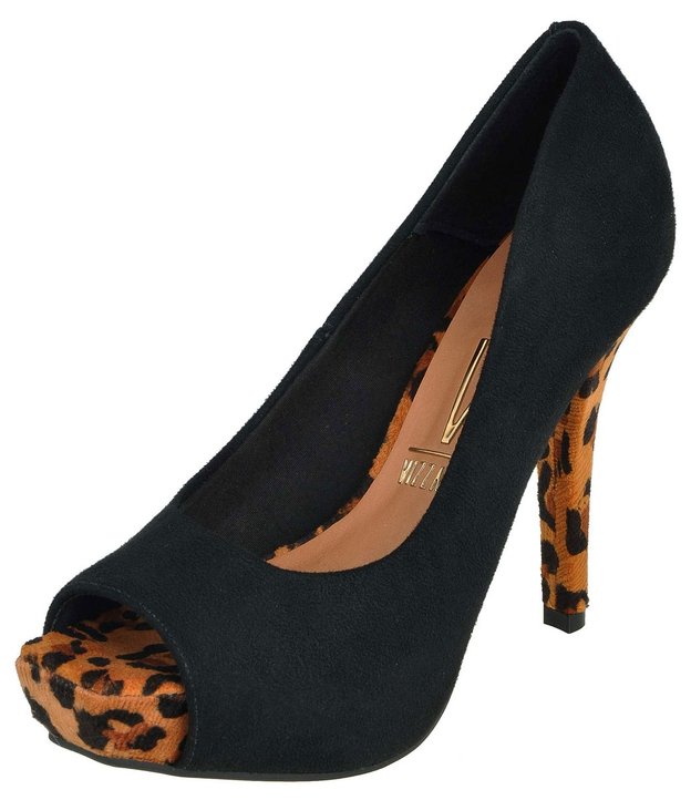peep toe vizzano camurça preto