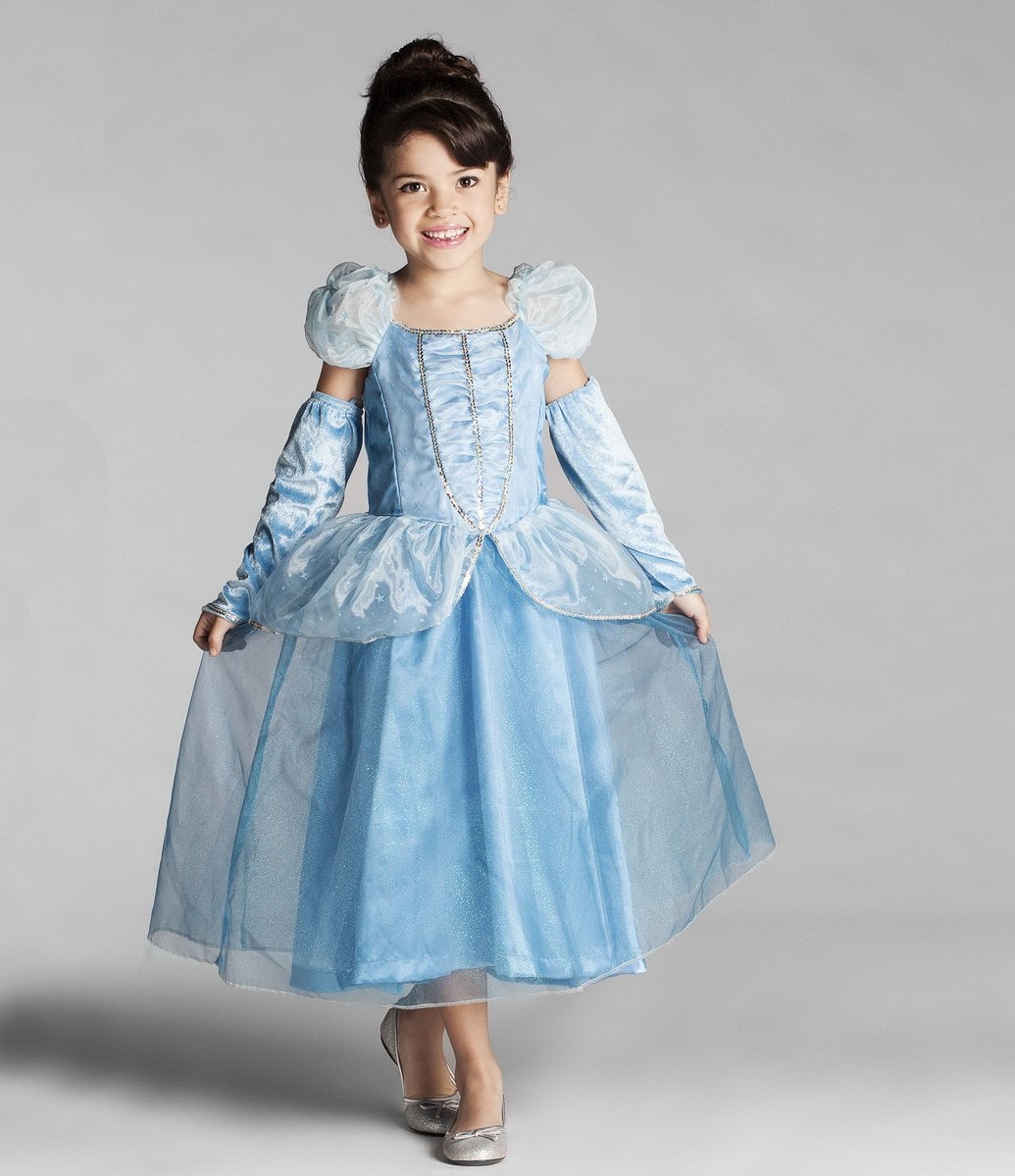 Fantasia Infantil Vestido Princesa Cinderela Com Luvas - Tam 2 A 10