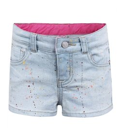 Short Jeans Infantil com Respingos - Tam 1 a 4 Anos 