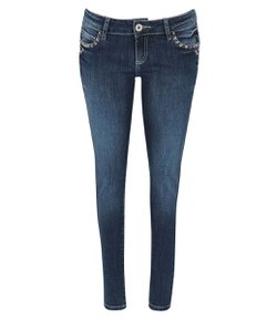 Calça Superskinny Feminina em Jeans com Spikes