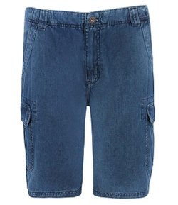 Bermuda Masculina em Jeans com Bolso Cargo 