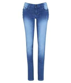 Calça Skinny Feminina em Jeans com Spikes