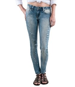 Calça Cigarrete Feminina em Jeans com Puídos