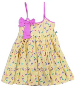Vestido Infantil Estampado em Tricoline - Tam 1 a 4 anos
