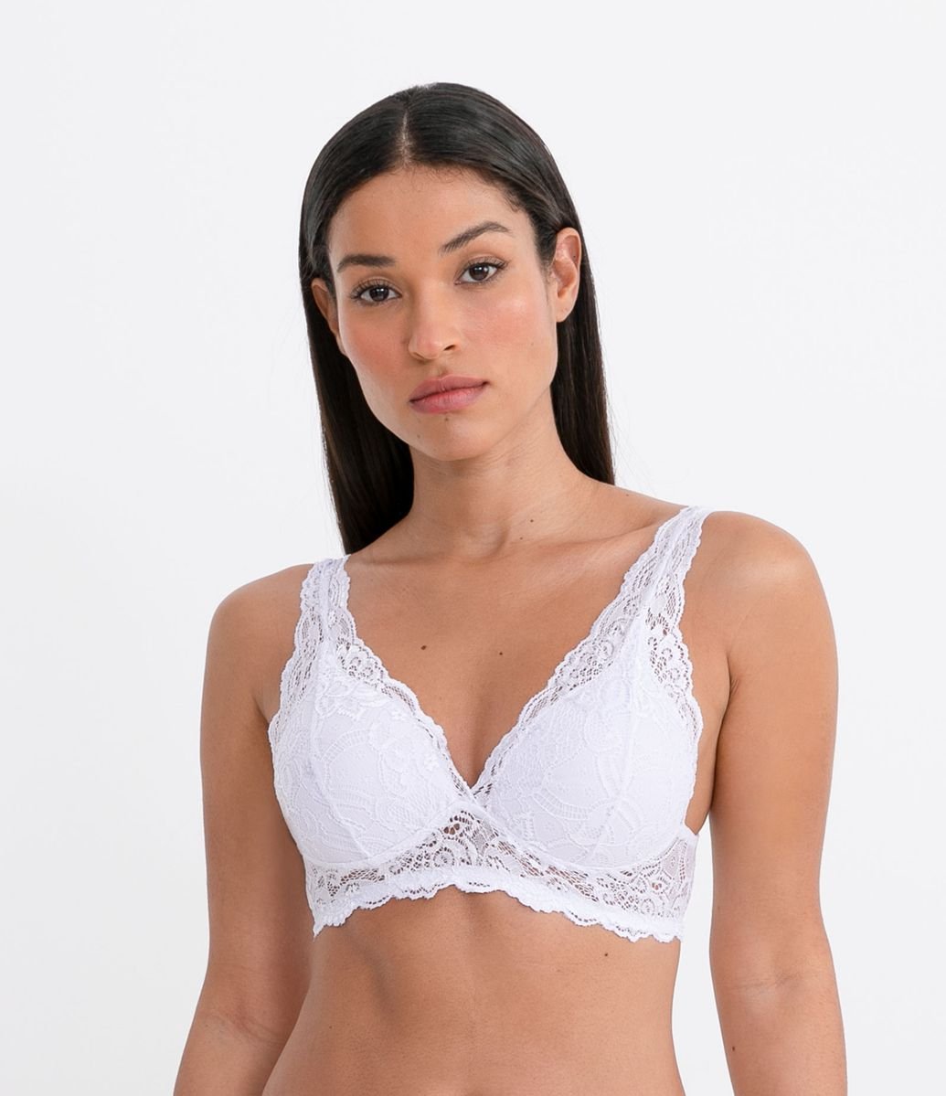 Sutiã Top Bojo Triangular em Renda Menor preço em Sutiã Top Bojo Triangular em Renda